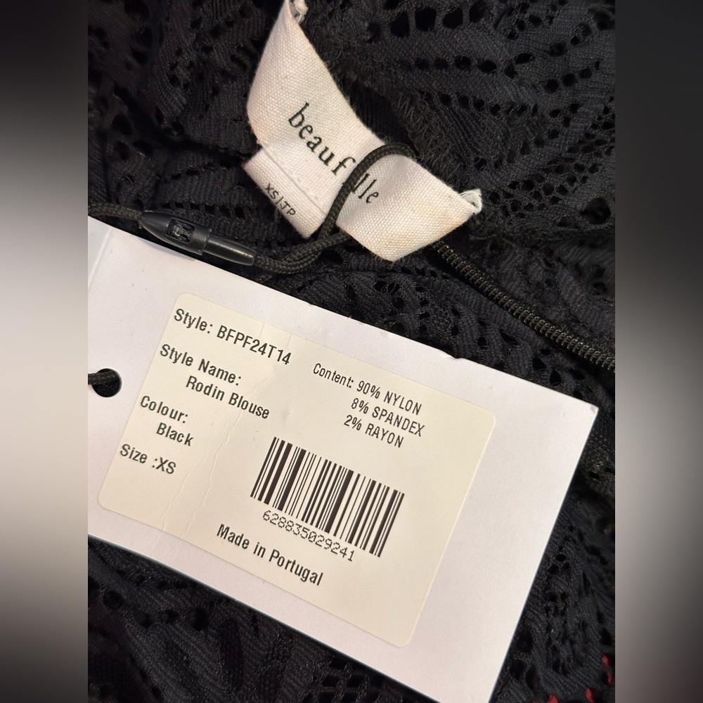 New Beaufille Rodin Blouse in Black lace mesh long sleeve sheer top - Picture 12 of 12